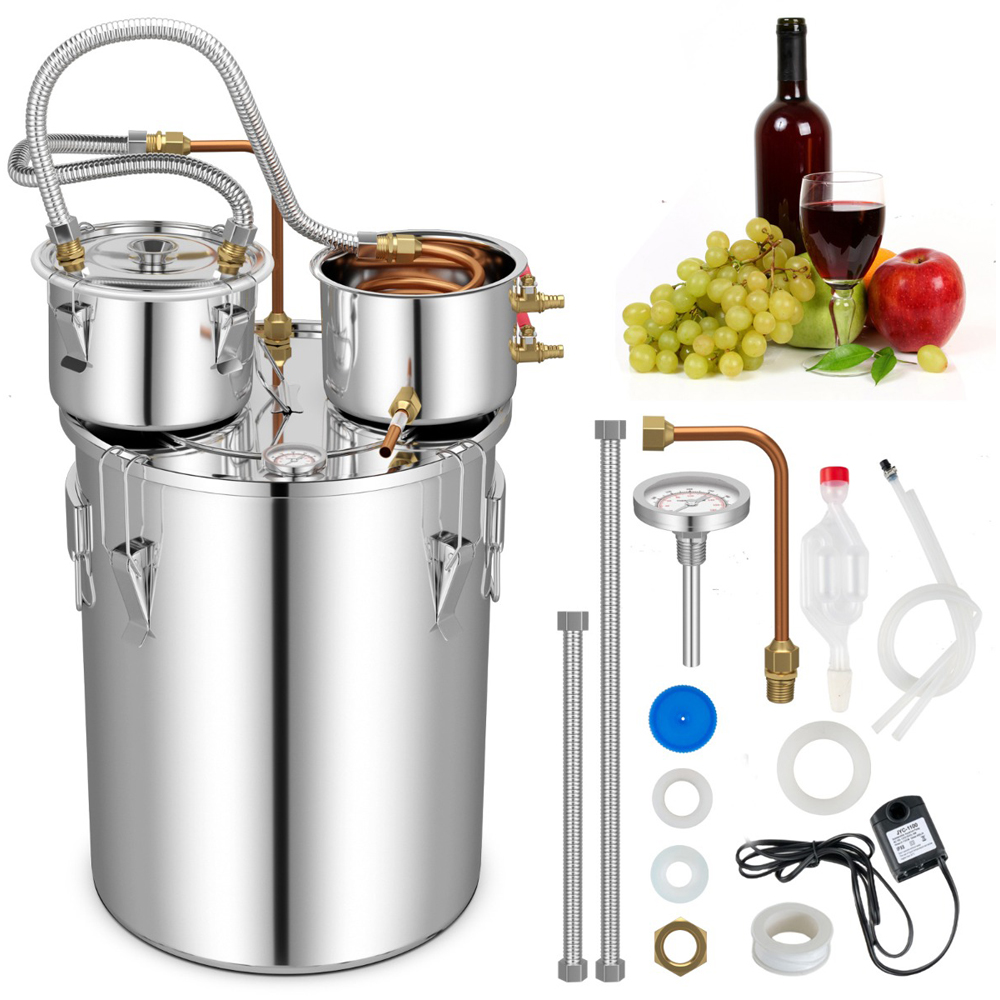 Costway Stainless Steel Water Alcohol Distiller with Thermometer 38L Image 3