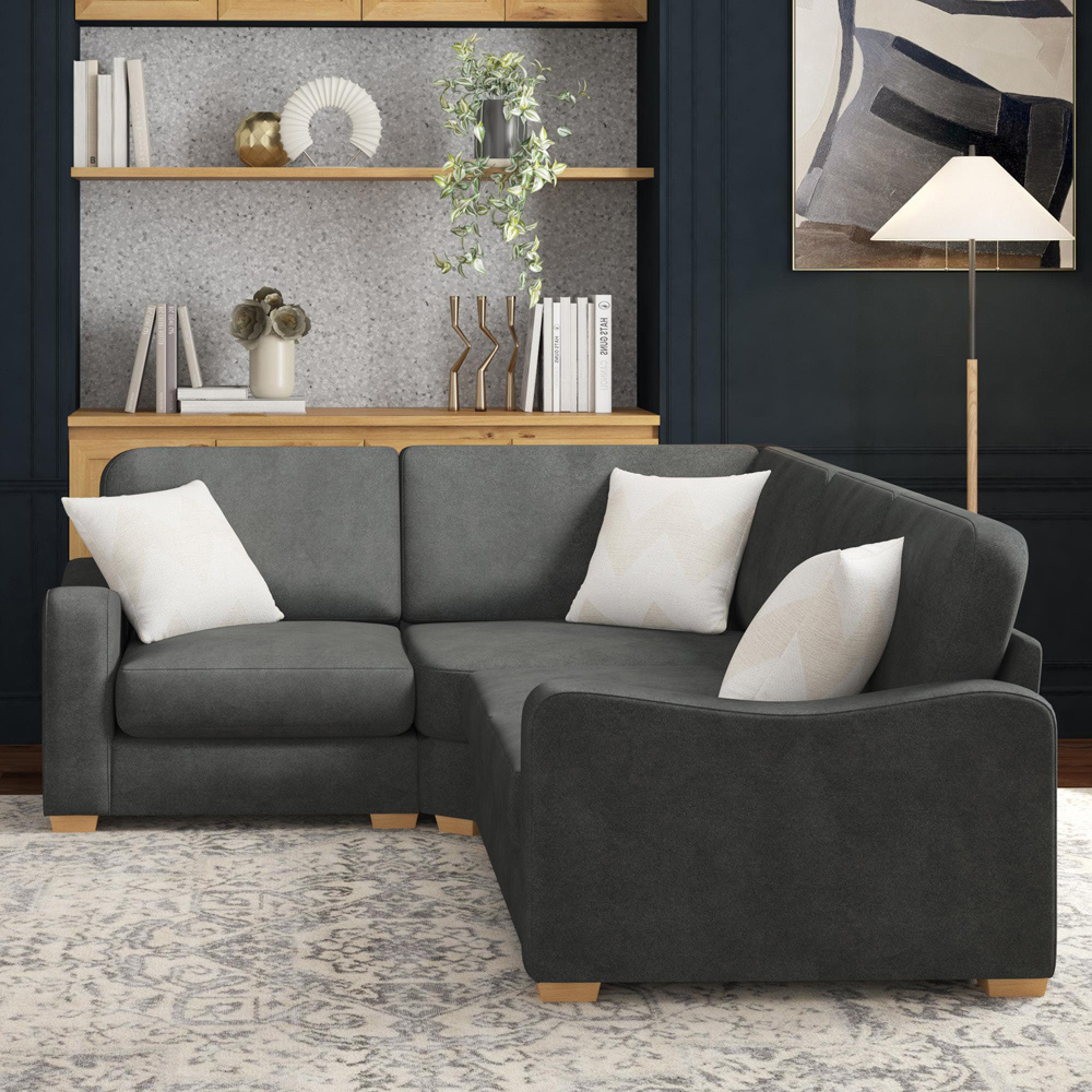 Theadford 3 Seater Steel Plush Velvet Fixed Back Left Hand Corner Sofa Image 5