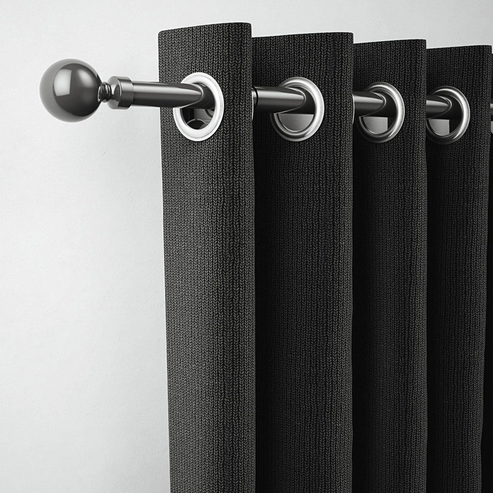 Rothley 125-216cm Gunmetal Extendable Solid Orb Finials Curtain Pole Image 2