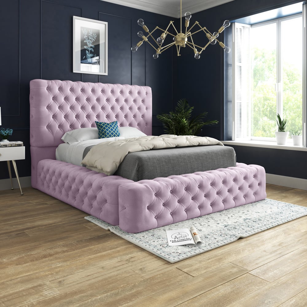 DS Living Cambridge Super King Size Pink Soft Velvet Bed Frame Image 4