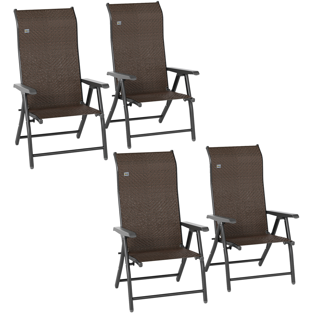 Outsunny 4 Piece Brown Rattan Folding Chair Set Image 2