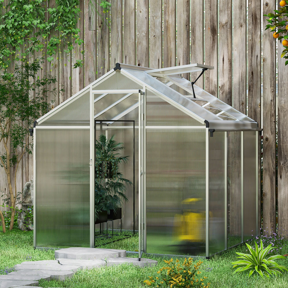 Outsunny 6 x 6ft Polycarbonate Large Walk In Greenhouse Image 2