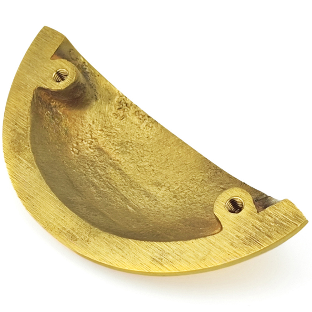 Spira Brass Polished Brass Unlacquered Small Slim Cup Pull Drawer Handle Image 4