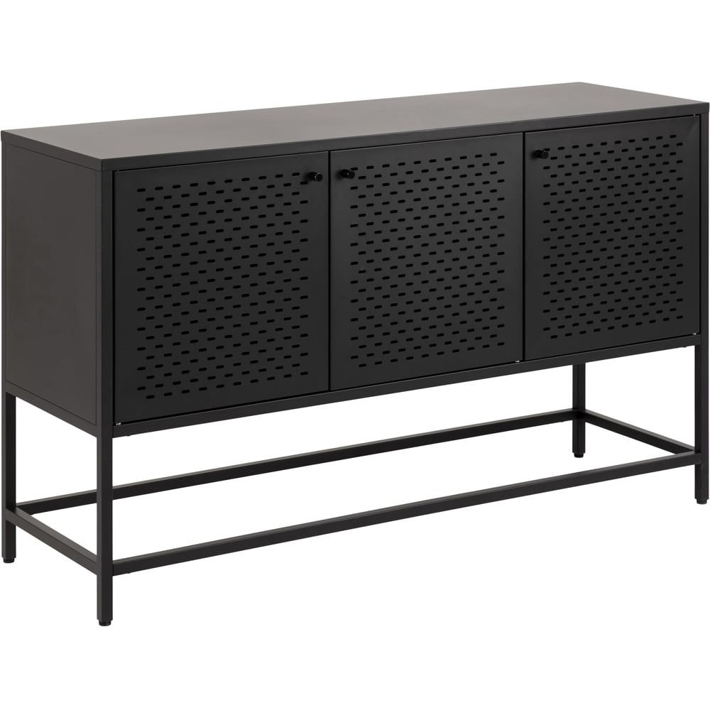 Florence Newcastle 3 Door Matt Black Raised Sideboard Image 2