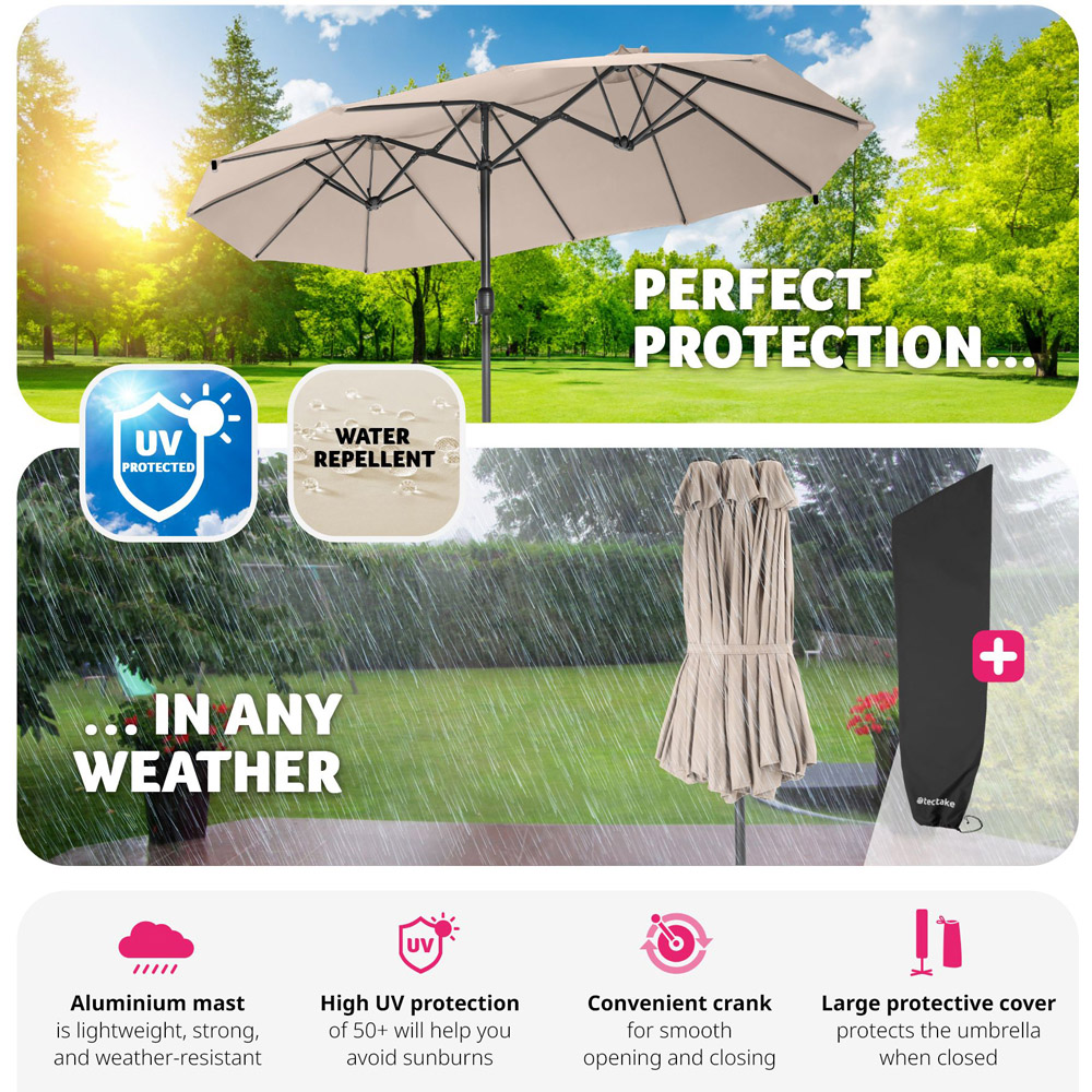 tectake Silia Beige Extra Wide Parasol 4.6 x 2.7m Image 5