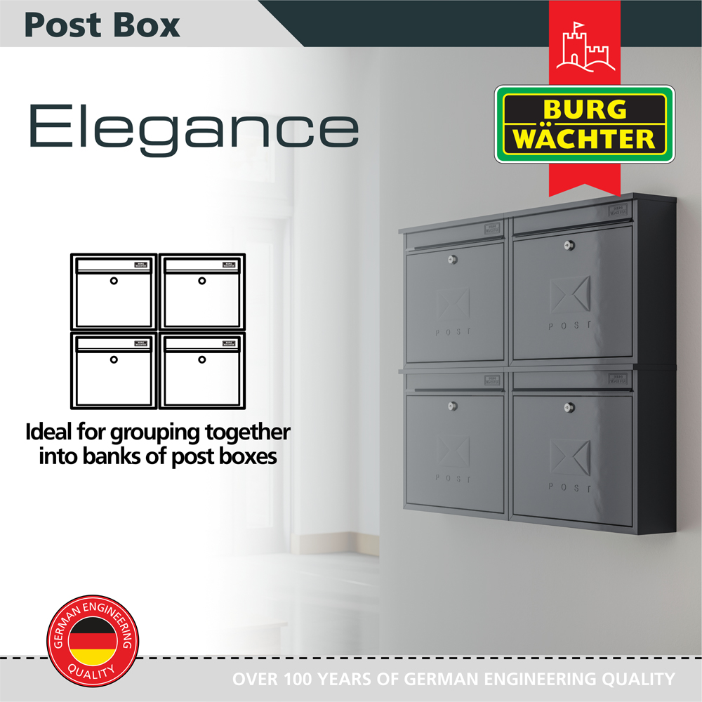 Burg-Wachter Chartwell Green Elegance Wall Mounted Galvanised Steel Lockable Weatherproof Post Box - 36x31x10cm Image 4
