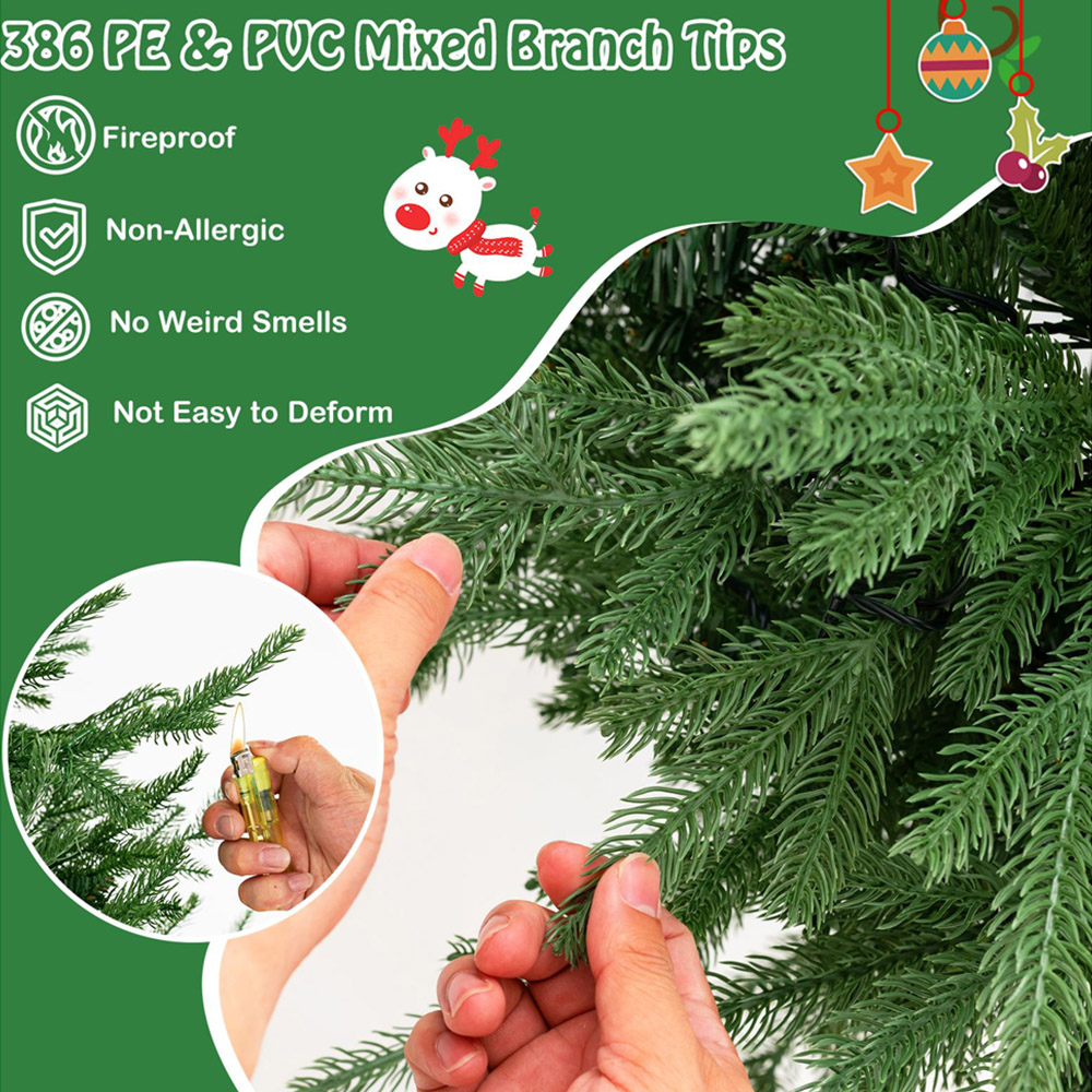 Costway Pre Lit Warm White LED Artificial Christmas Tree 4.5ft Image 4
