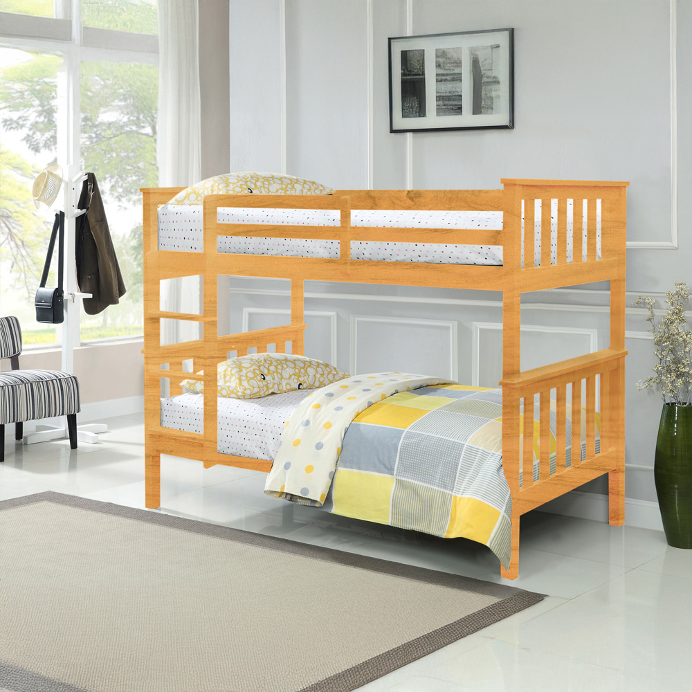 Comfy Living Premium Single Caramel Wooden Bunk Bed Image 2