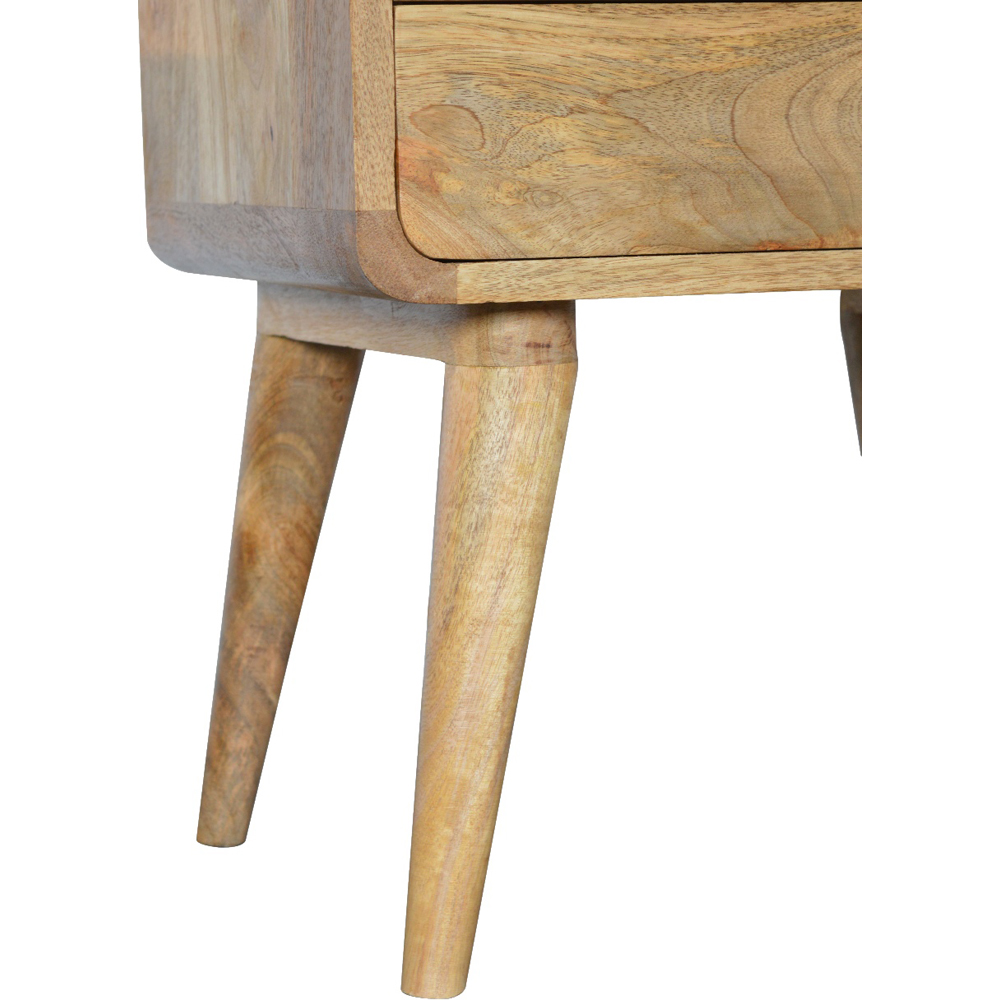 Artisan Furniture Brown 2 Drawer Solid Wood Curved Oak-ish Bedside Table Image 5