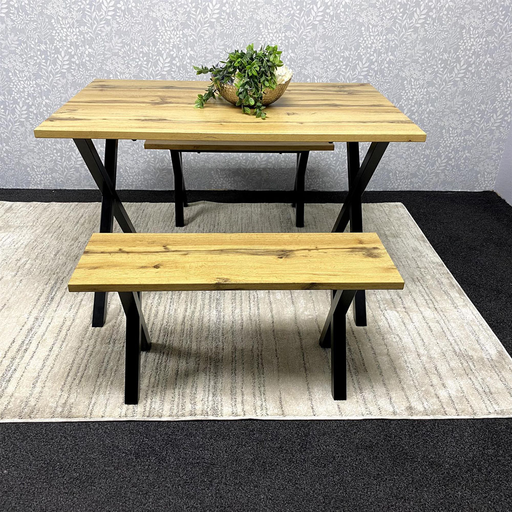 Kosy Koala Brown Wooden Dining Table Set with Benches Image 8