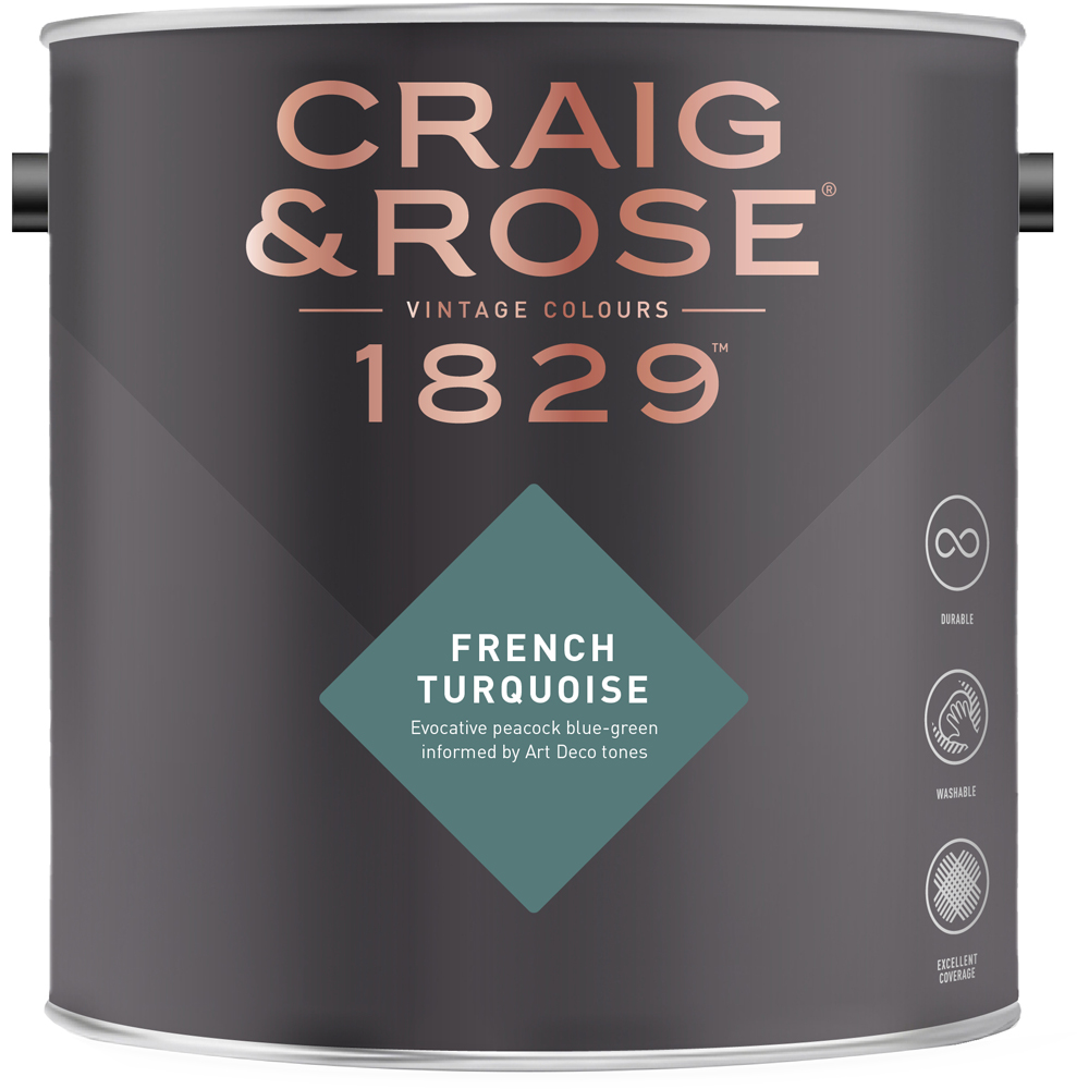 Craig & Rose Kitchen and Bathroom French Turquoise Eggshell Paint 750ml Image 2