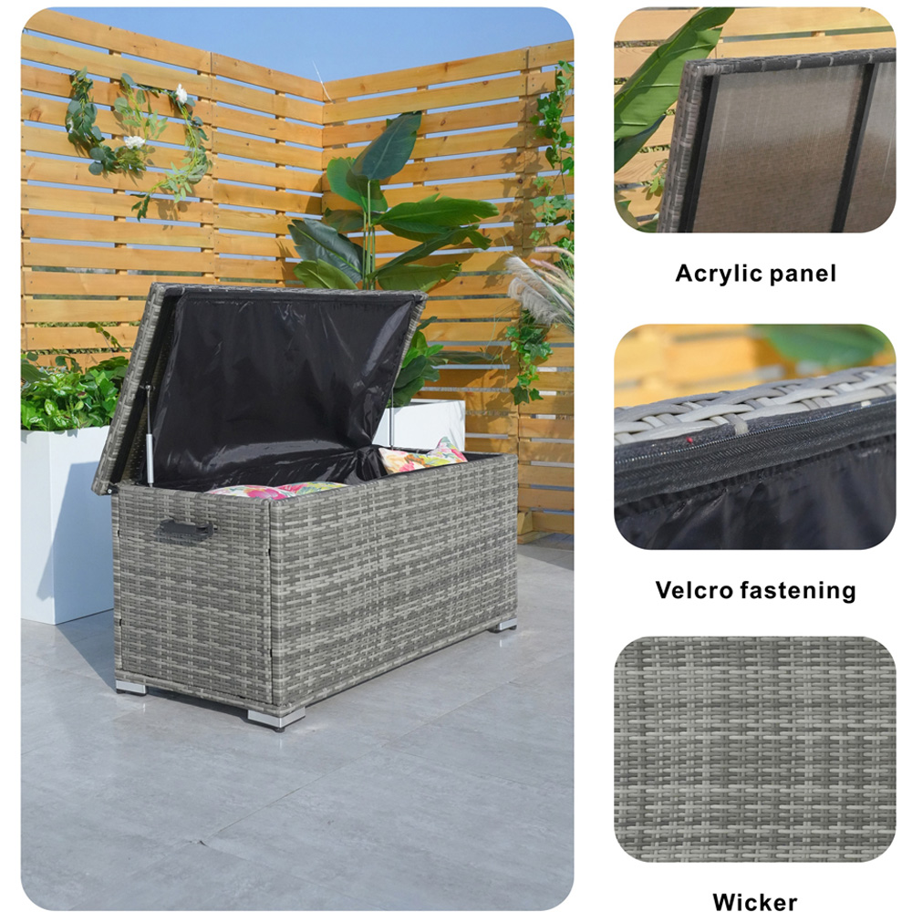 Direct Wicker 243L Grey Garden Rattan Storage Box Image 7