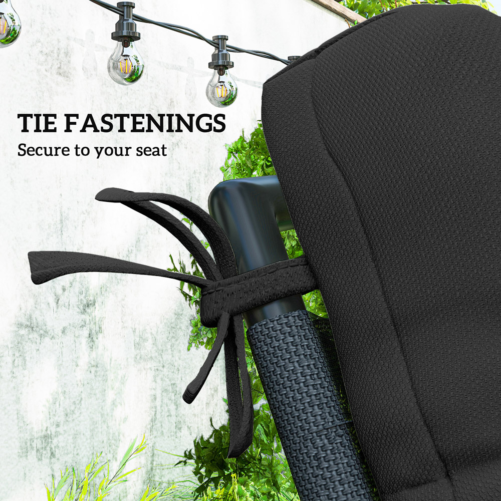 Outsunny Black Garden Seat Cushion with Backrest 2 Pack Image 8