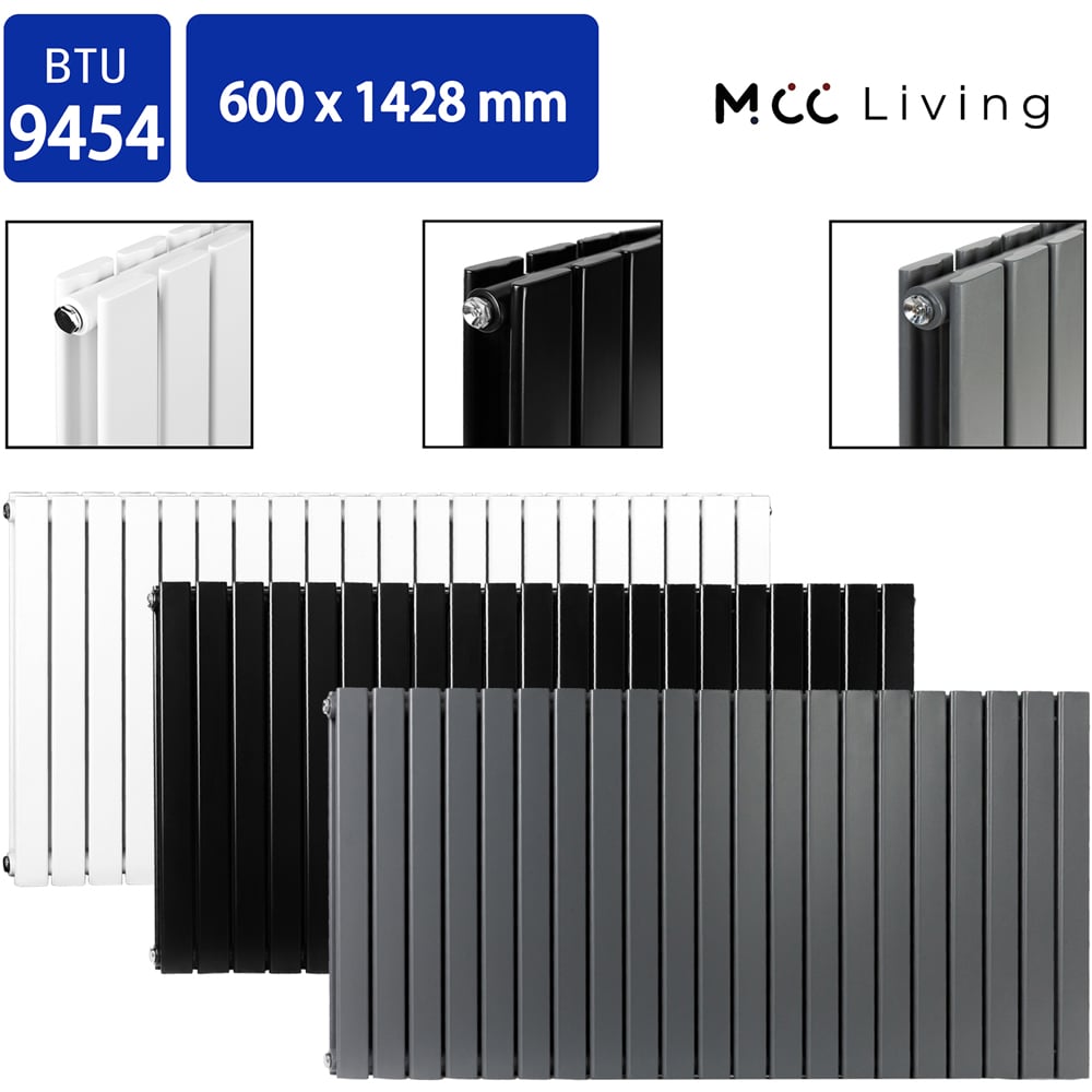 Anthracite 9454 BTU Double Flat Panel Vertical Column Radiator 600 x 1428mm Image 4
