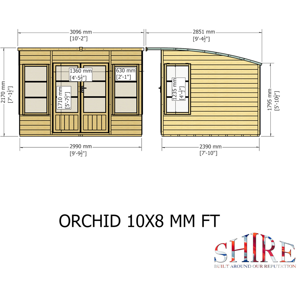 Shire Orchid Pine Wood Curved Roof 10 x 8ft Summerhouse Image 8