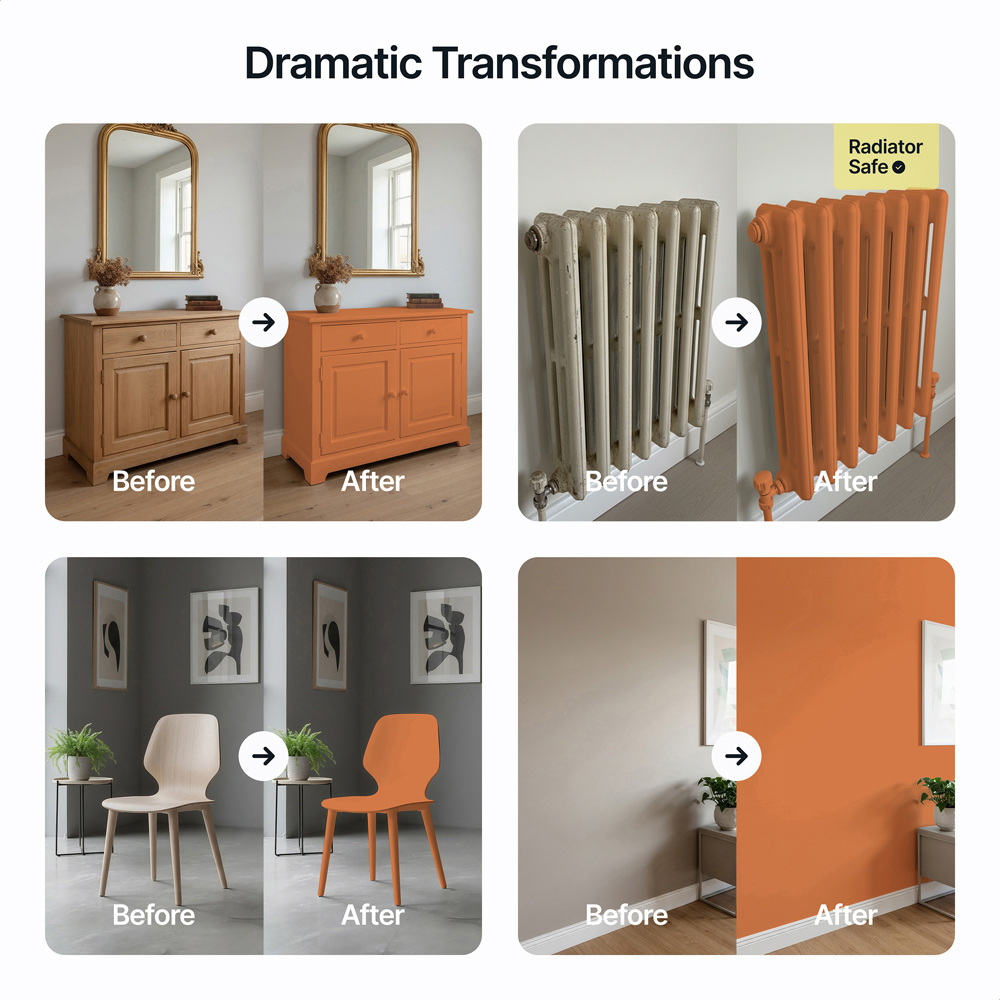 Hemway Orange Furniture and Walls Matt Chalk Paint 1L Image 5