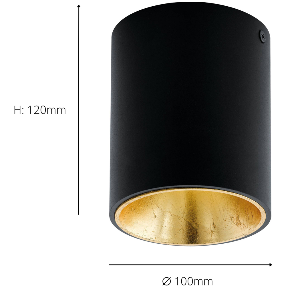 EGLO Polasso Cylindrical Black and Gold LED Ceiling Light Image 4