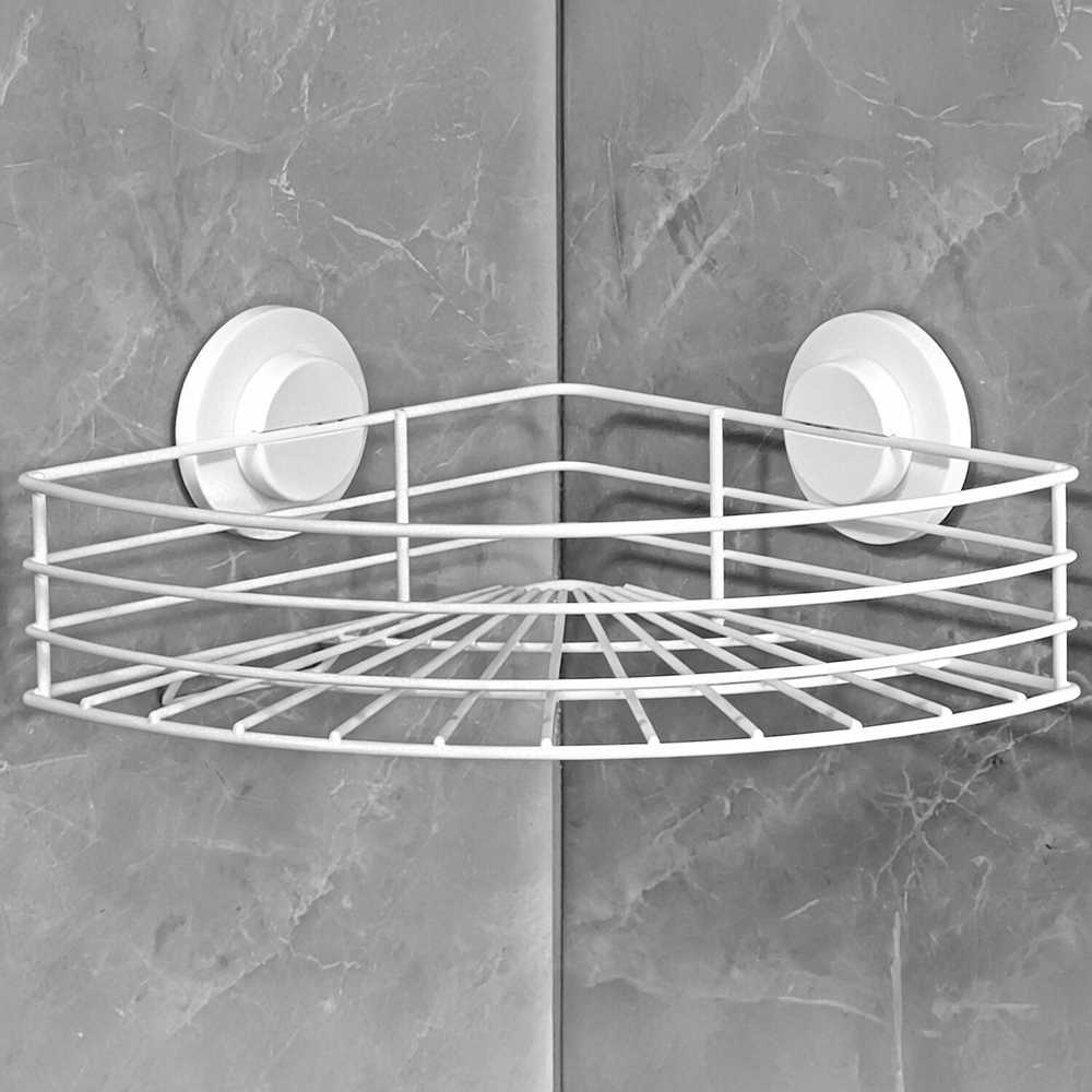 Torino Bathroom Corner Basket White Image 2