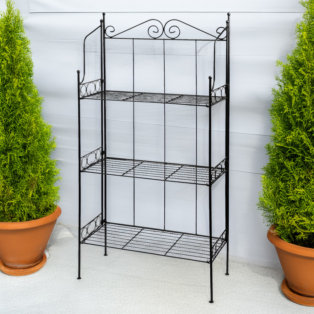 Fallen Fruits 3 Shelf Black Steel Foldable Etagere Storage Unit Image 2