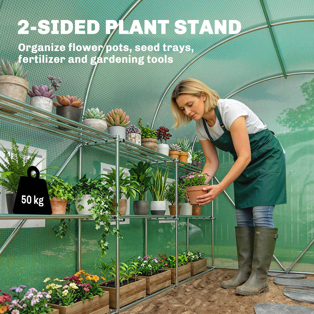 Outsunny Green PE 9 x 6.4ft Portable Walk-In Greenhouse Image 4