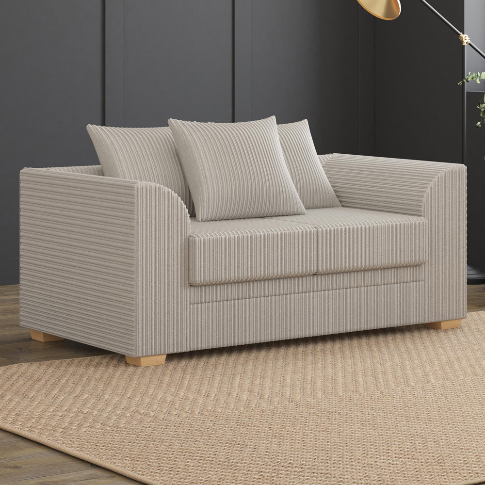 Modo 5 Seater Stone Jumbo Cord Scatter Back Sofa Set Image 4