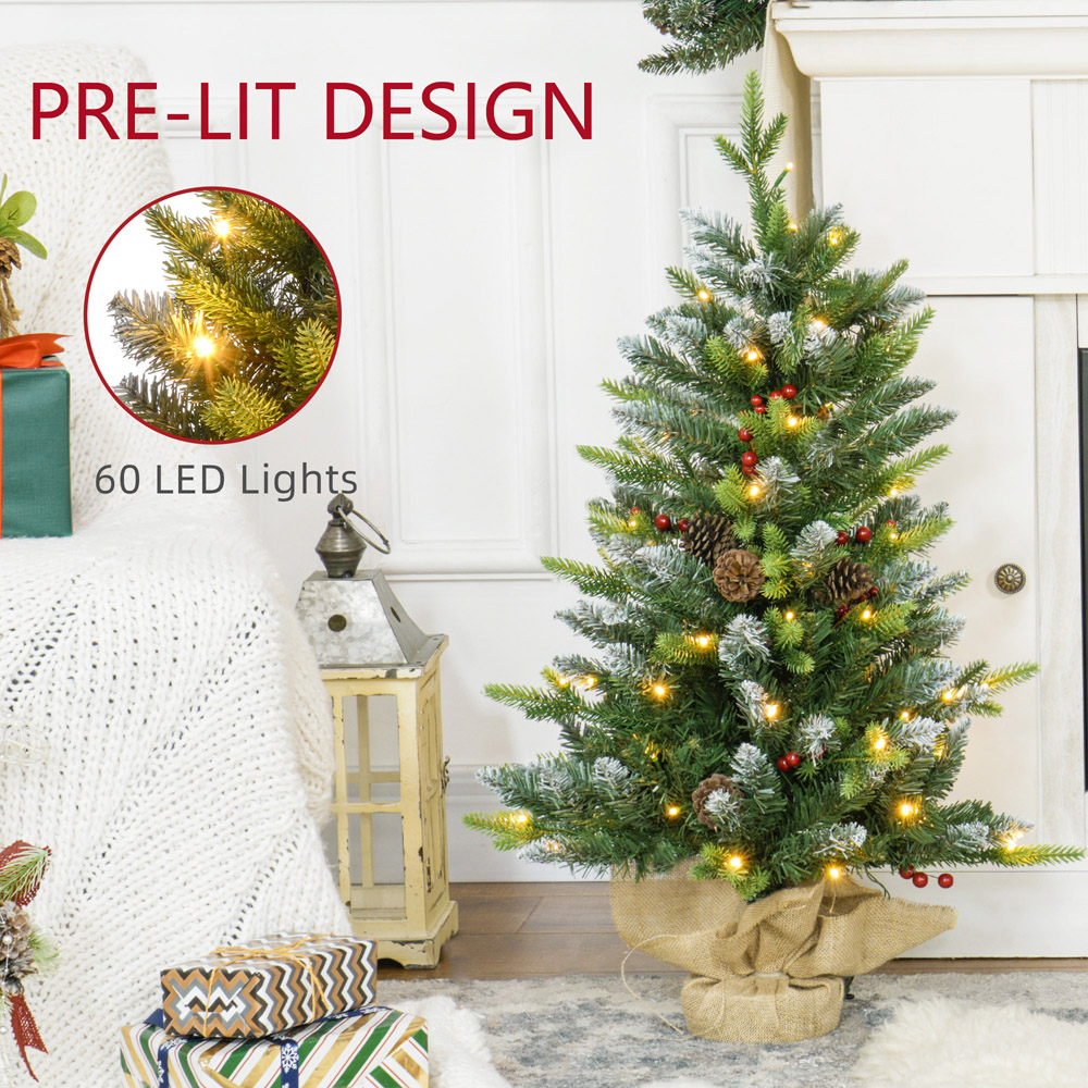 Everglow Pre-Lit Snow Flocked Tabletop Artificial Christmas Tree 3ft 2 Pack Image 4