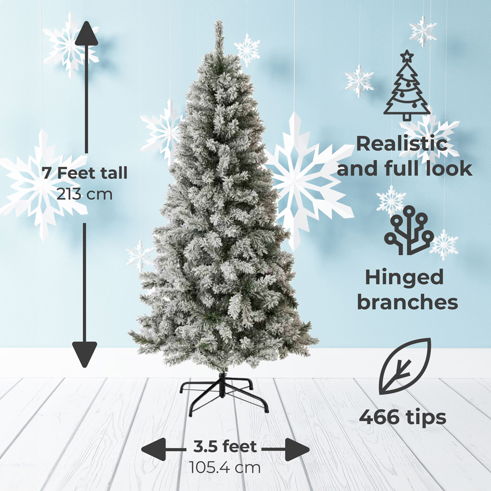 wilko Snow Flocked Half Artificial Christmas Tree 7ft Image 9
