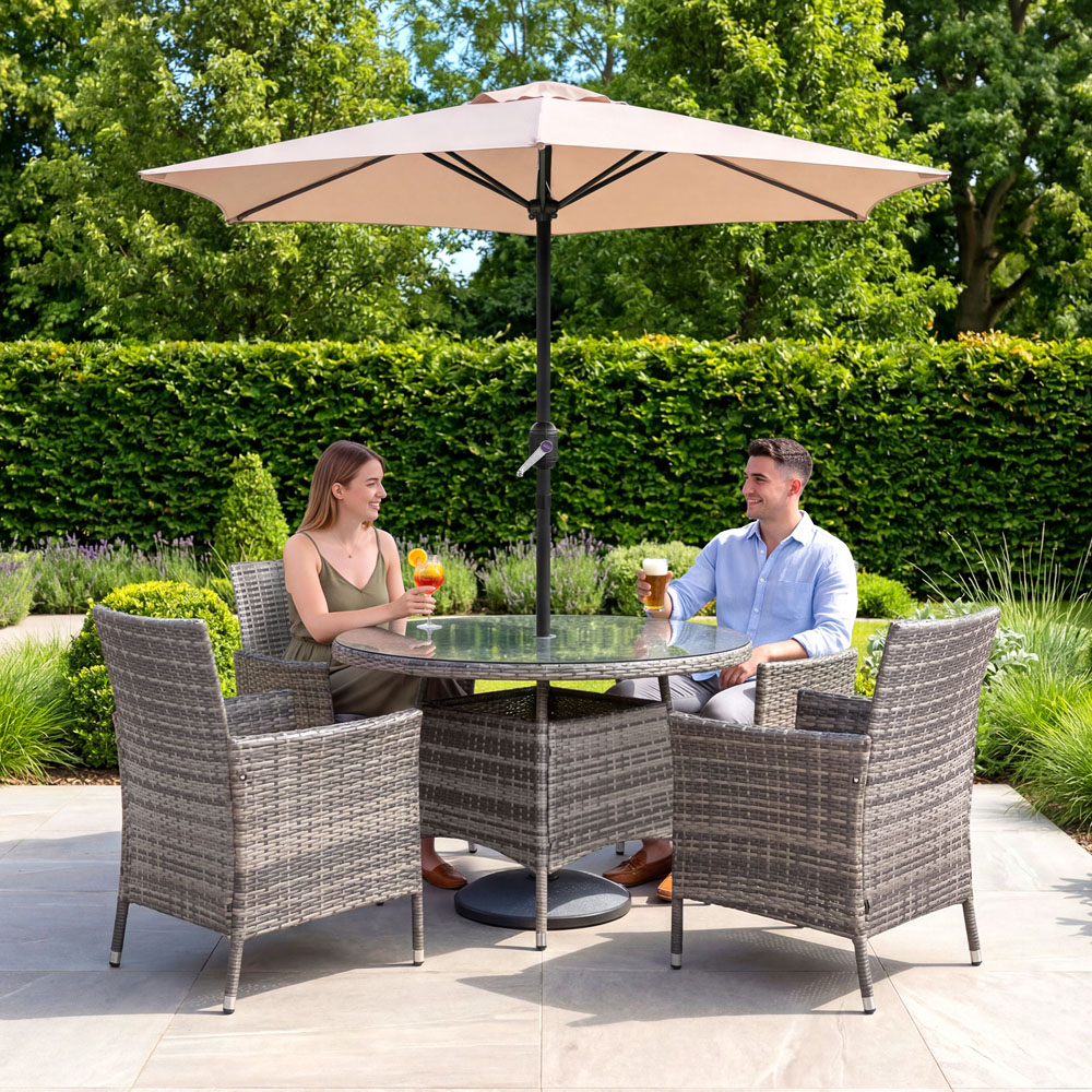 Charles Bentley Beige Metal Crank Parasol 2m Image 5