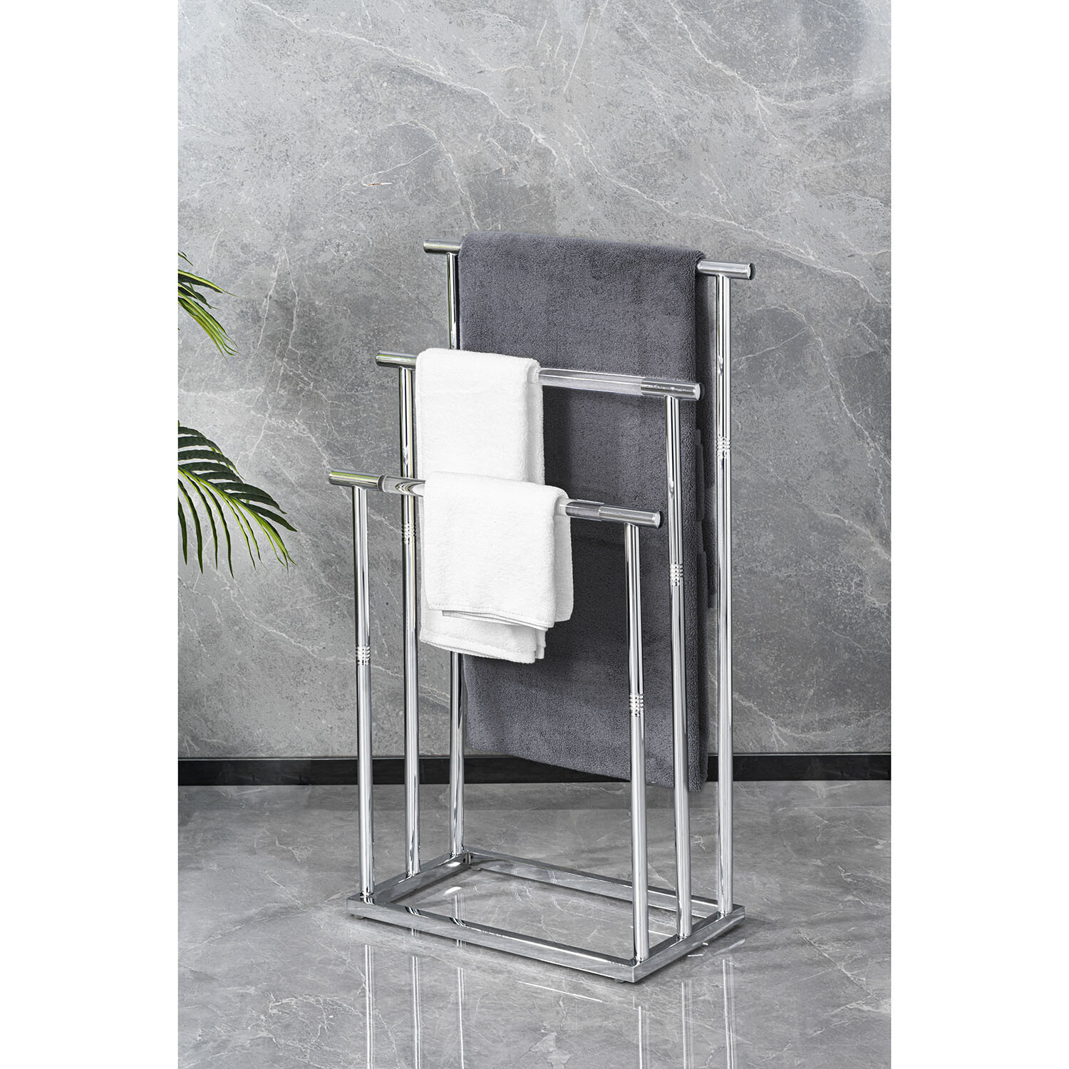 Monaco 3 Tier Acrylic Towel Rail - Chrome Image 4