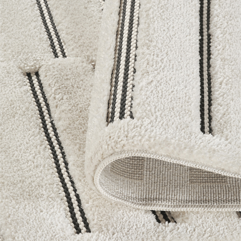 Freya Living Room Area Rug Contemporary 3D Embossed Modern Stripe Bar Design - Cream 200cm x 290cm Image 3