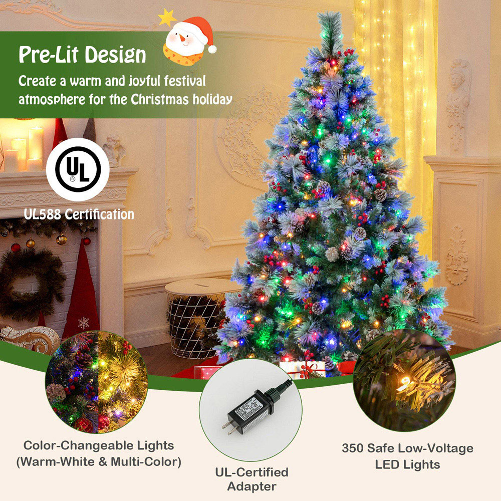 Costway Pre Lit Warm White LED Artificial Christmas Tree 6ft Image 4
