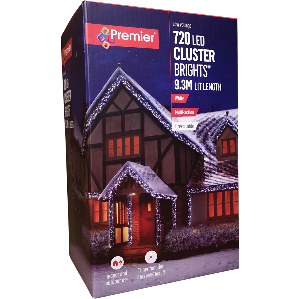 Premier ClusterBrights 720 Cool White LED Christmas Cluster Light 9.3m Image 2