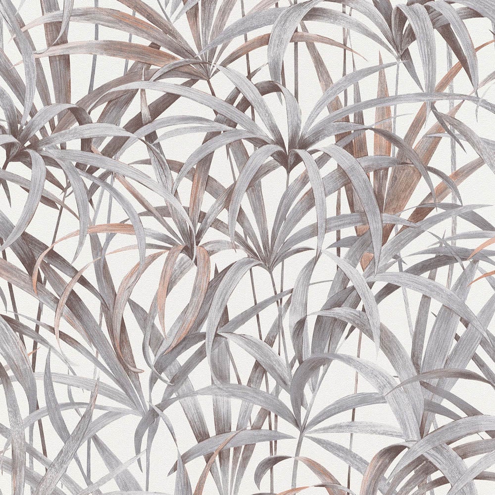 Erismann Code Nature Tropical Leaf Soft Grey Wallpaper Image 1