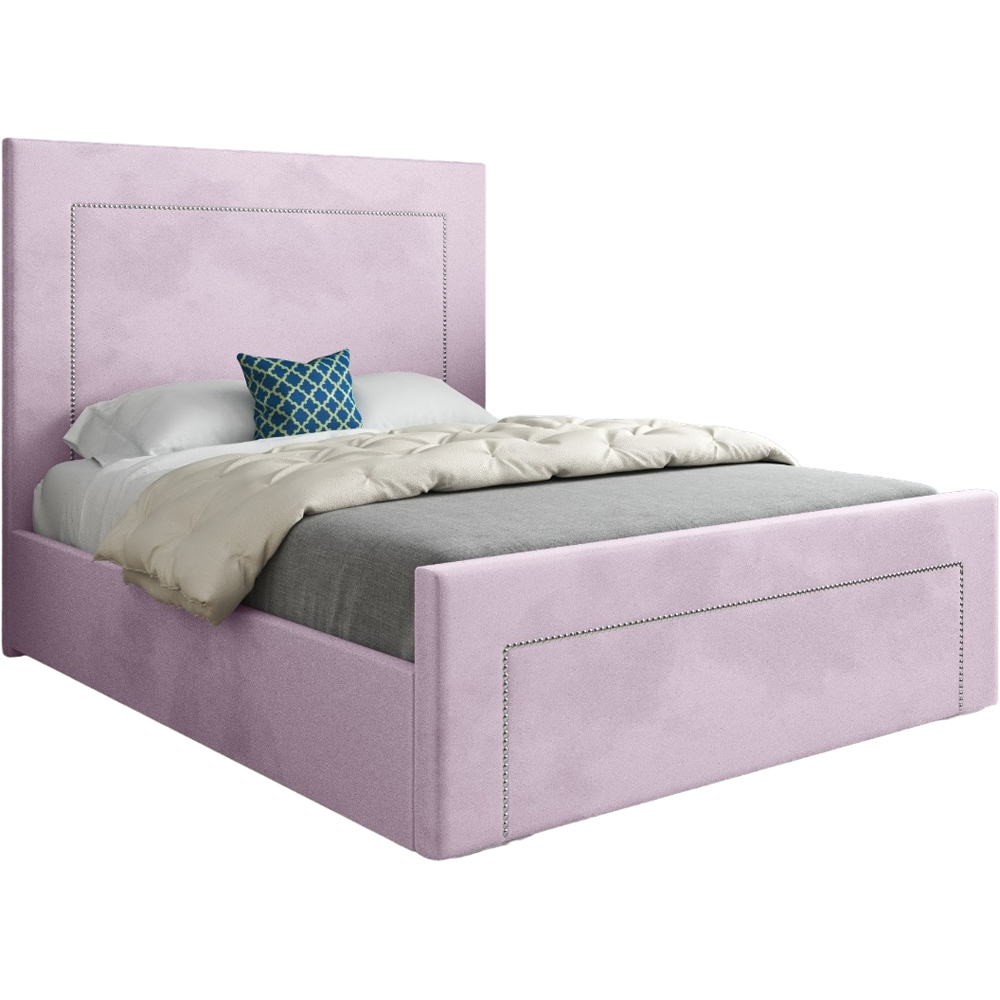 Lucca Pink Small Single Velvet Upholstered Bed Frame with High Headboard Image 2
