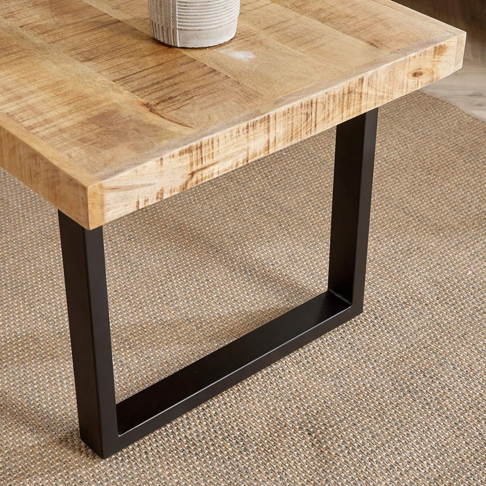 Home Source Cortez Mango Wood Rectangular Large Coffee Table with Iron Legs Image 3