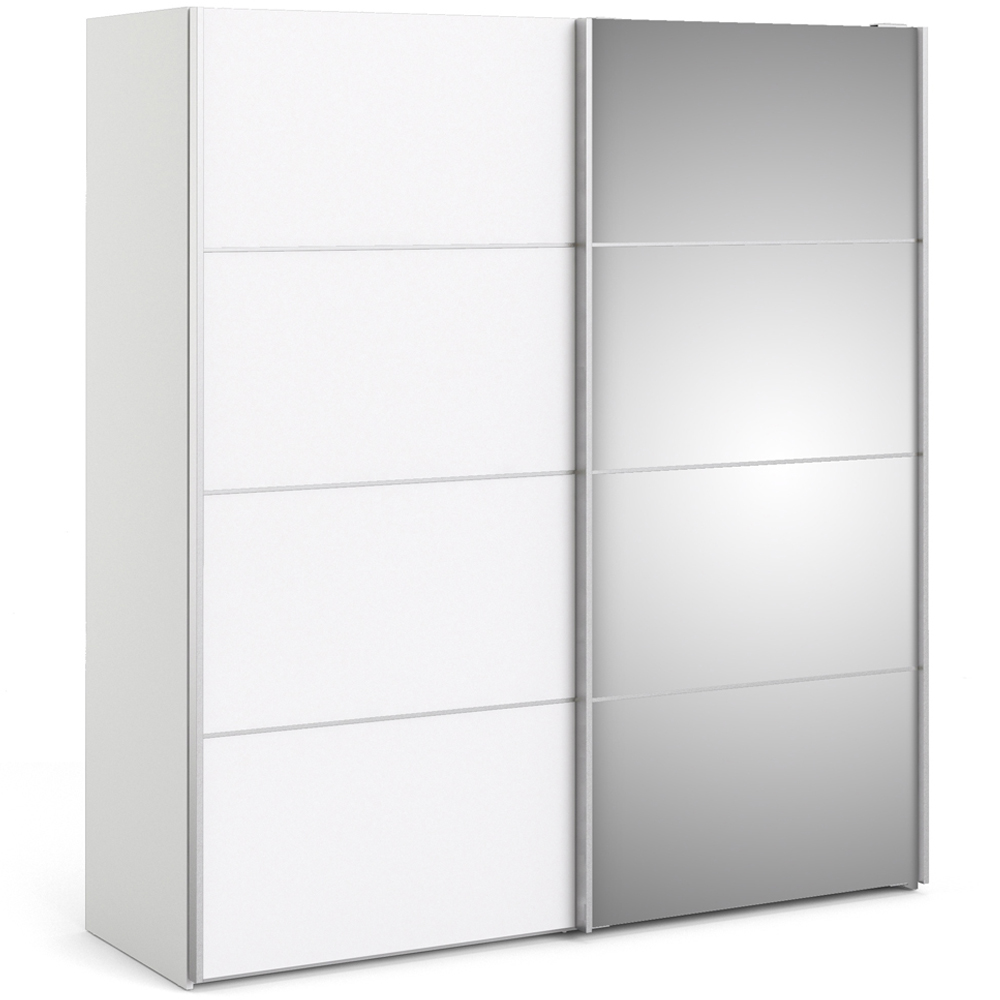 Verona 2 Door 5 Shelf White Mirrored Sliding Wardrobe Image 2