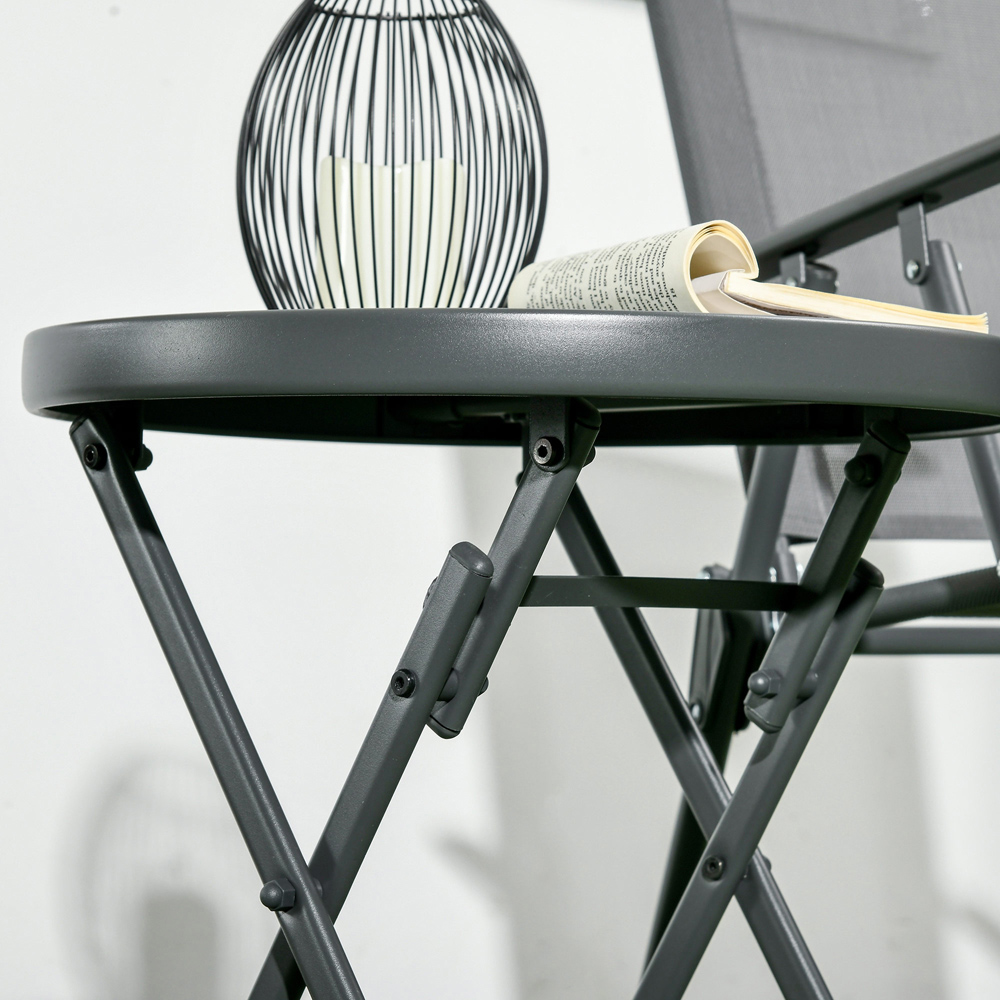 Outsunny Black Glass Top Round Foldable Garden Table Image 3