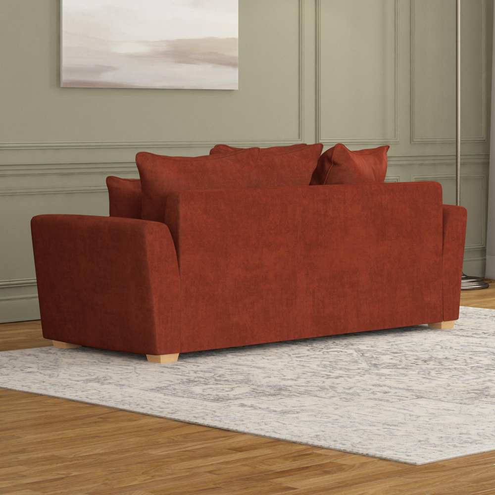 Wendleberry 3 Seater Marmalade Plush Velvet Scatter Back Sofa Image 6