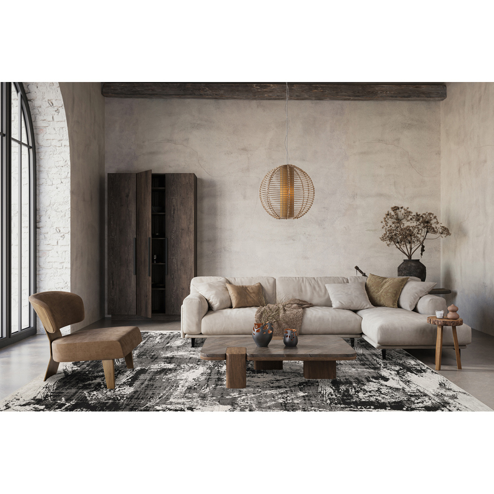 Mayfair Living Room Area Rug Metallic Sheen Contemporary Modern Canvas Design - Black 160cm x 230cm Image 6