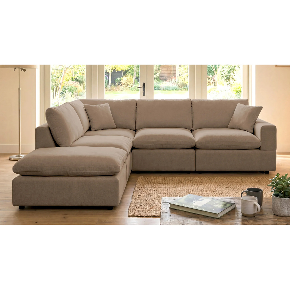 Artemis Home Cotleigh 5 Seater Light Brown Textured Fabric Reversible Corner Sofa Image 3