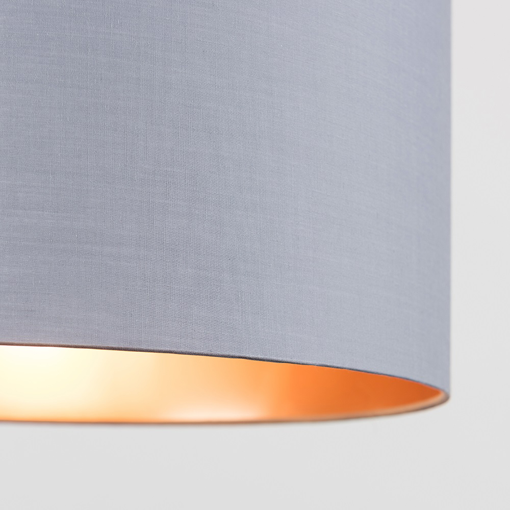 ValueLights Reni Grey with Metallic Copper Ceiling Drum Lamp Shade XL Image 4