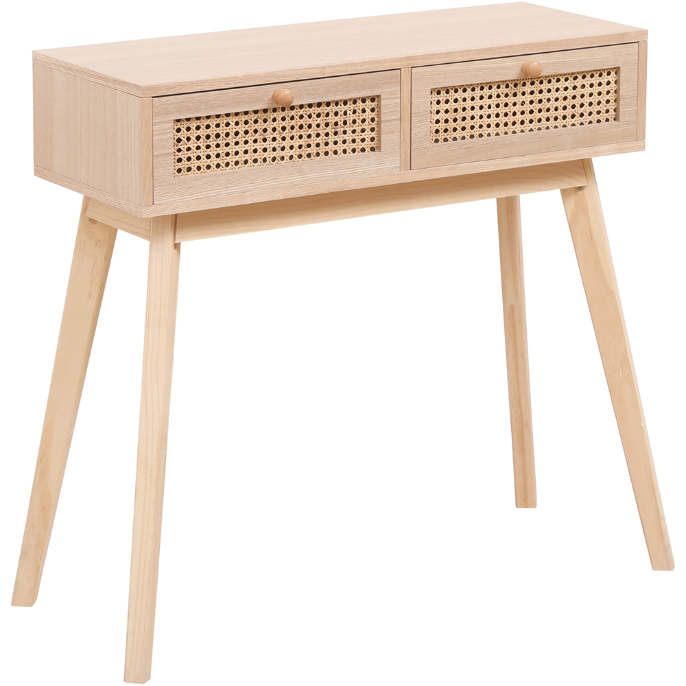 FurnitureHMD 2 Drawer Natural Rattan Weaving Console Table Image 3