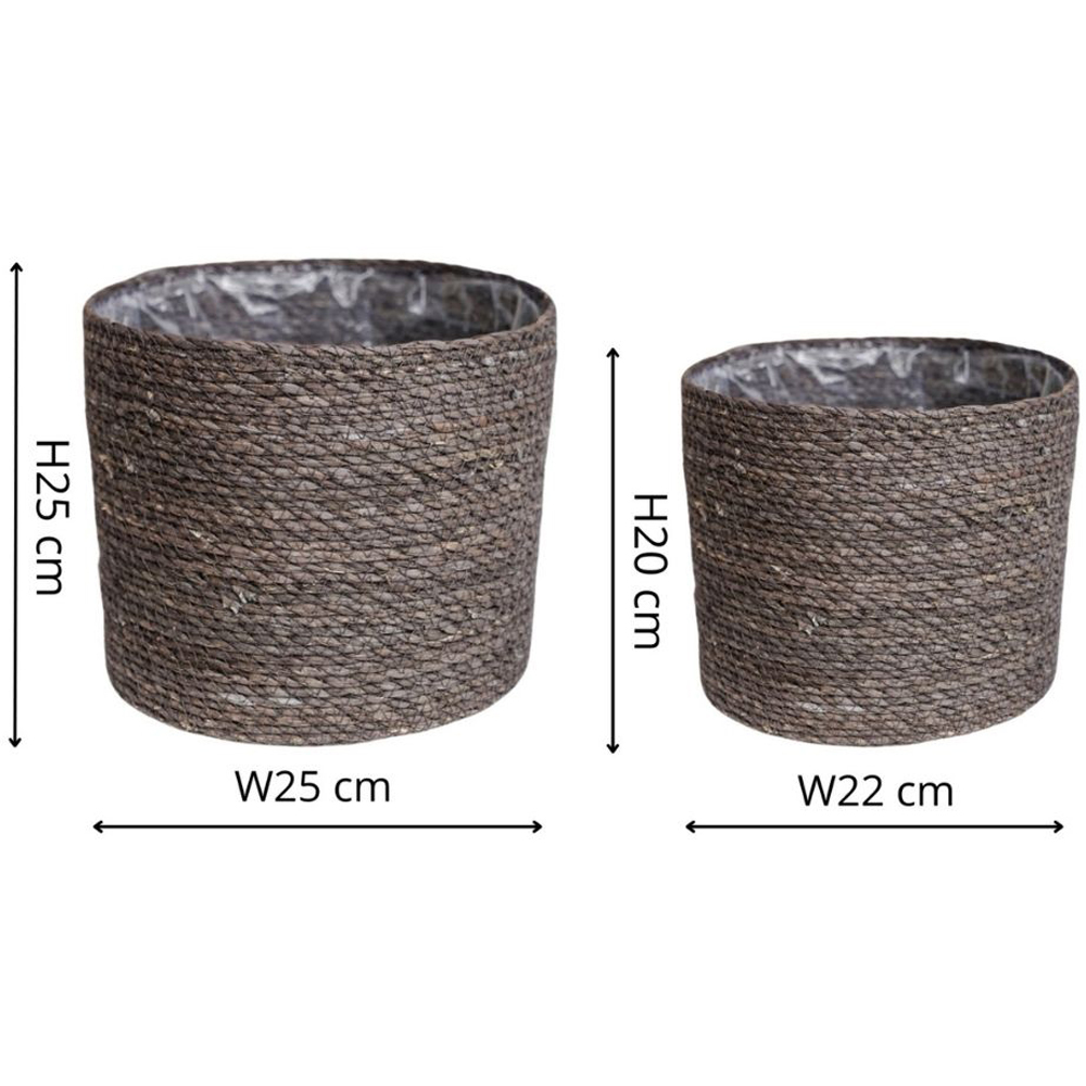 Ivyline Theo Grey Woven Seagrass Basket 2 Pack Image 4