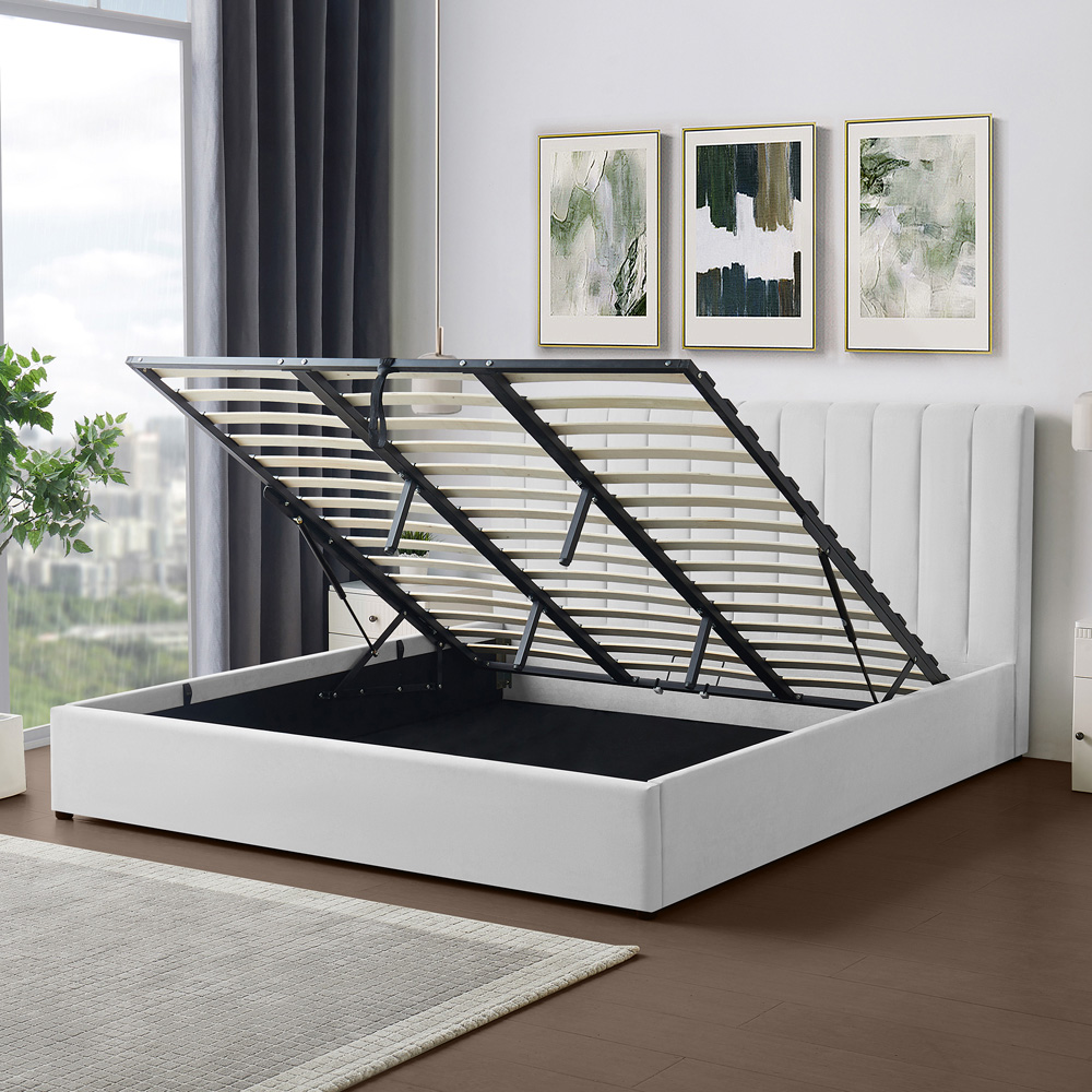 Brooklyn Evelynne Super King Light Grey Linen Ottoman Bed Image 3