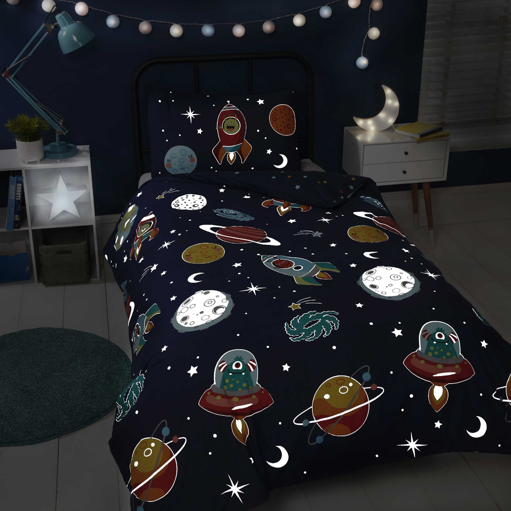 Rapport Home Space and Aliens Toddler Multicolour Duvet Cover Set Image 2