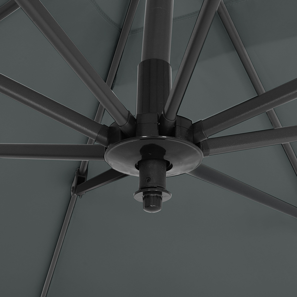 Living and Home Dark Grey Square Rotating Tilt Cantilever Parasol with Cross Image 4