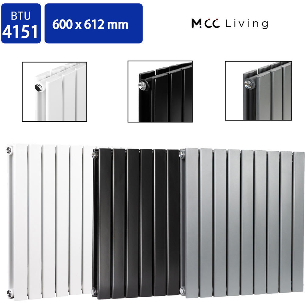White 4151 BTU Double Flat Panel Vertical Column Radiator 600 x 612mm Image 4