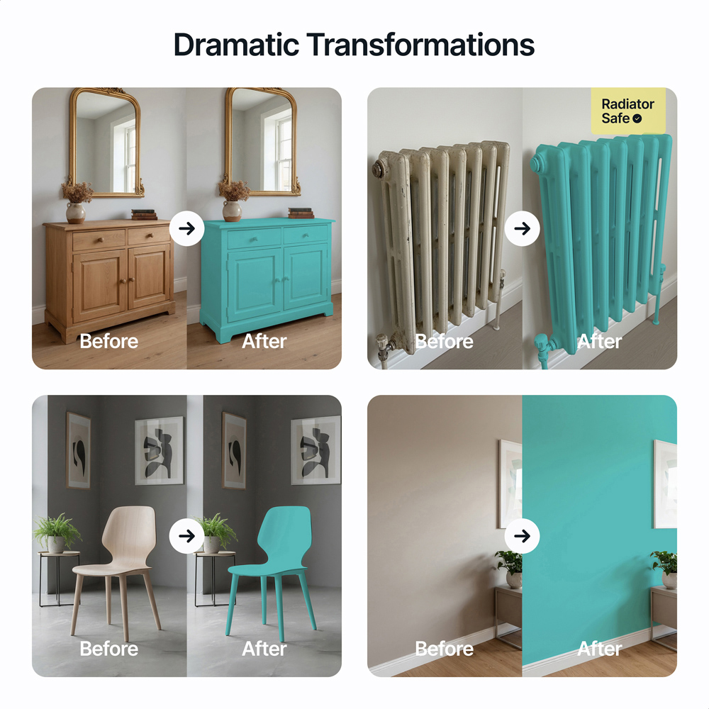 Hemway Bright Teal Turquoise Furniture and Walls Matt Chalk Paint 1L Image 5