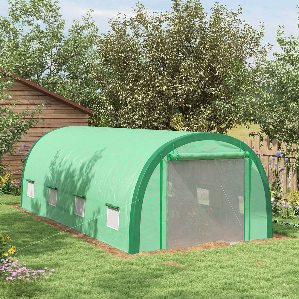 Outsunny Walk-in Tunnel Greenhouse with Mesh Door and Windows 9.8 x 19.3ft Image 3