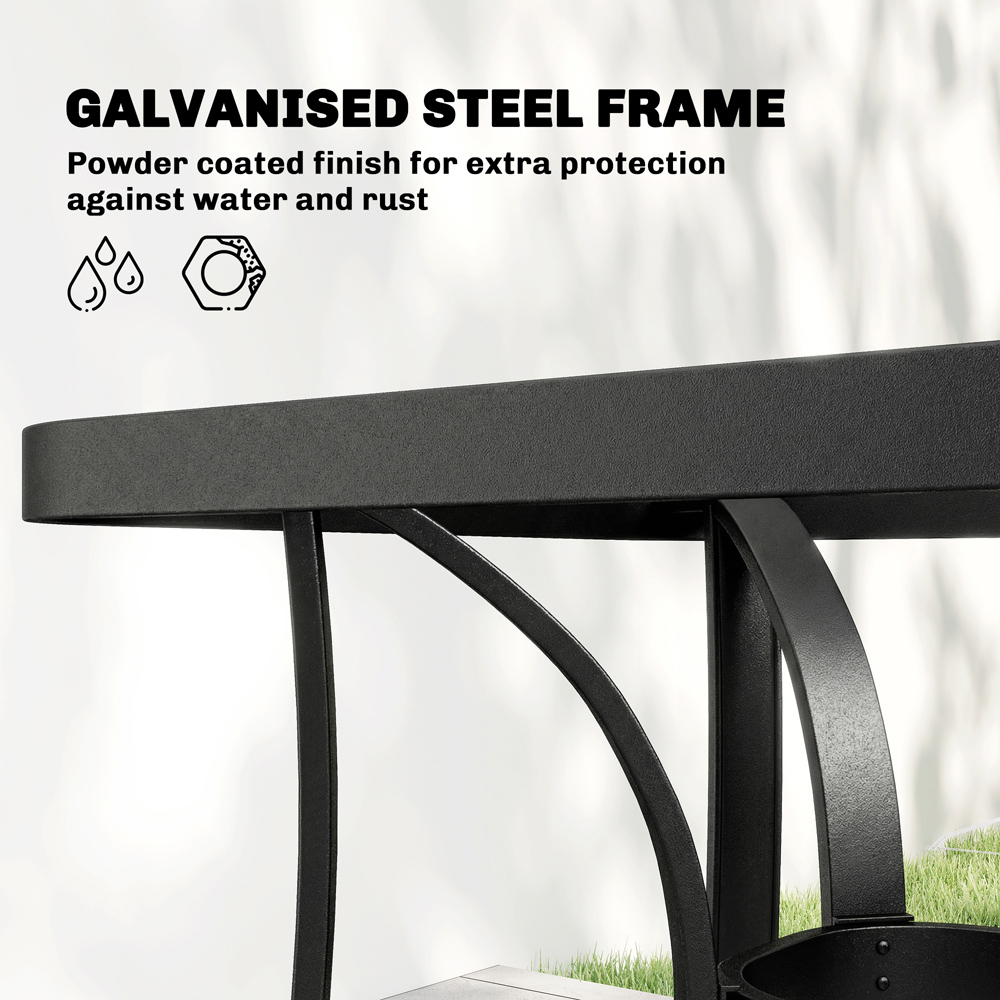 Outsunny 4 Seater Glass Top Stackable Garden Dining Set with Parasol Hole Light Grey Image 4